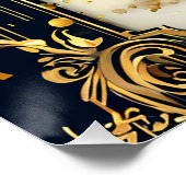 Poster Mariage élégant silhouette avec cadre doré orné (Coin)