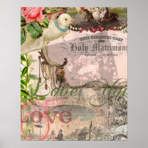 Poster Mariage élégant vintage Antique Mariage Vintage
