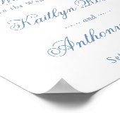 Poster Mariage Élégant Vintage Bleu Toile Monogram (Coin)
