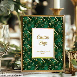 Poster Mariage émeraude vert émeraude or intemporel