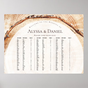 Poster Mariage en bois rustique Alphabétique par nom de f