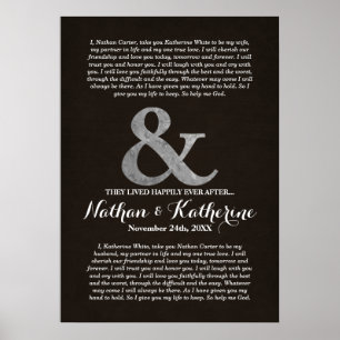 Poster Mariage En Bois Sombre Et Argent Voit Heureusement