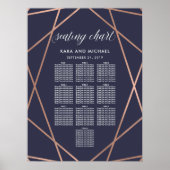 Poster Mariage en diamant moderne bleu foncé (Devant)