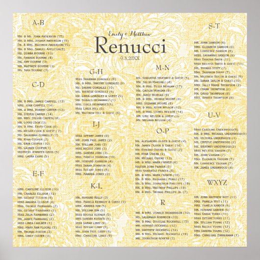 Poster Mariage en fleur Dahlia jaune Iris (Devant)