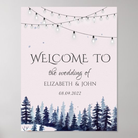 Poster Mariage en forêt, bois, pins (Devant)