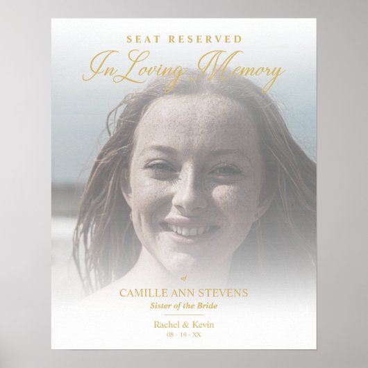 Poster Mariage en or en mémoire d'amour Siège réservé aim (Devant)