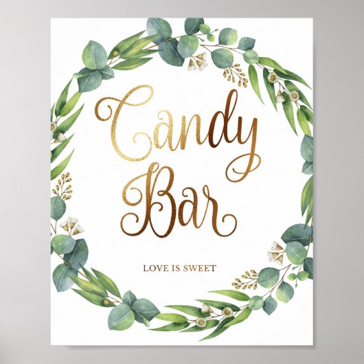 Poster Mariage Eucalyptus signe pour barre de bonbons (Devant)