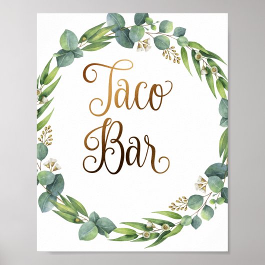 Poster Mariage Eucalyptus signe pour barre de taco (Devant)