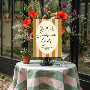 Poster Mariage fantaisiste rouge rose “Cartes et Cadeaux”