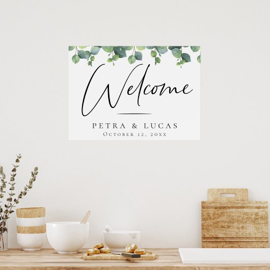 Poster Mariage Feuille Eucalyptus Bienvenue (Cuisine)
