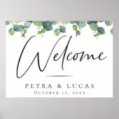 Poster Mariage Feuille Eucalyptus Bienvenue (Devant)
