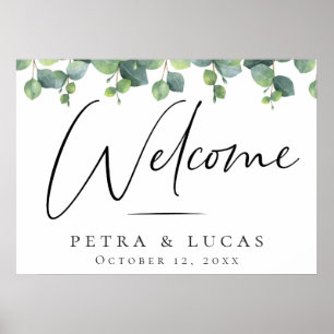 Poster Mariage Feuille Eucalyptus Bienvenue