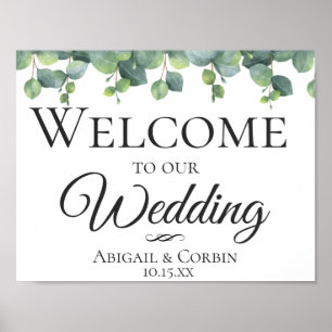 Poster Mariage Feuille Eucalyptus Bienvenue