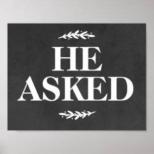 Poster Mariage Fiançailles Photo Prop Signal Il A Demandé