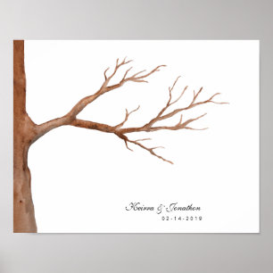 Poster Mariage Fingerprint Arbre Livre d'invité Alternati