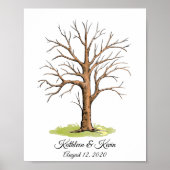 Poster Mariage Fingerprint Tree invité Réserver N.2 (Devant)