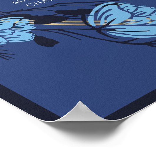 Poster Mariage Fleur Bleu Faisant (Coin)