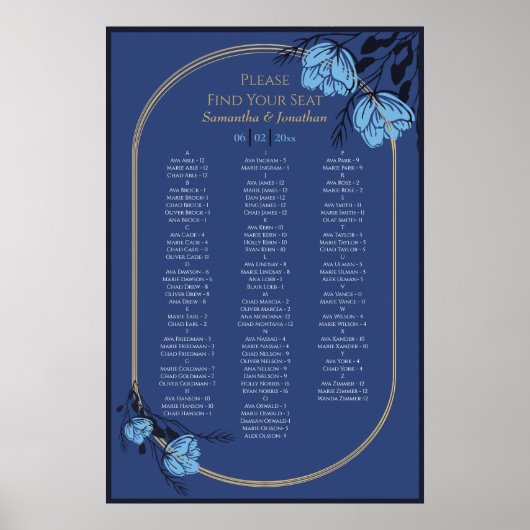 Poster Mariage Fleur Bleu Faisant (Devant)