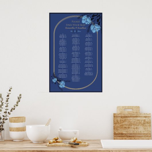 Poster Mariage Fleur Bleu Faisant (Cuisine)