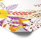 Poster Mariage Fleur de Boho Orange Violet Feuillage (Coin)