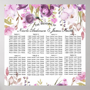Poster Mariage Fleur de lilas lavande violet Plan de tabl