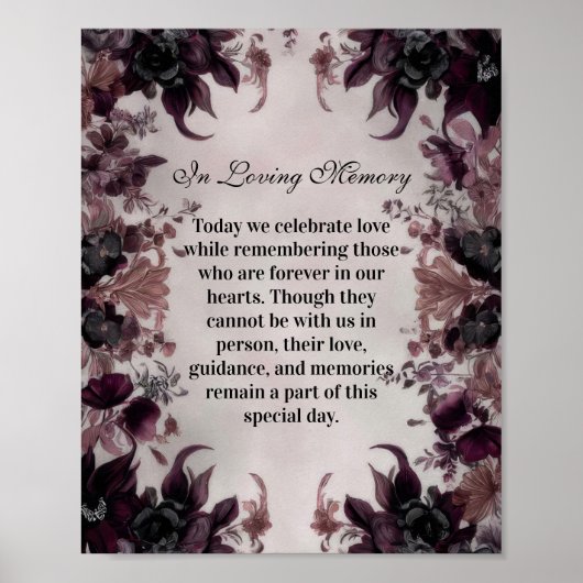 Poster Mariage Fleur Gothique Violette (Devant)