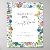 Poster Mariage Fleur sauvage de printemps coloré (Devant)