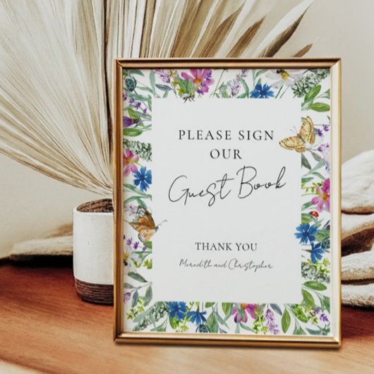 Poster Mariage Fleur sauvage de printemps coloré