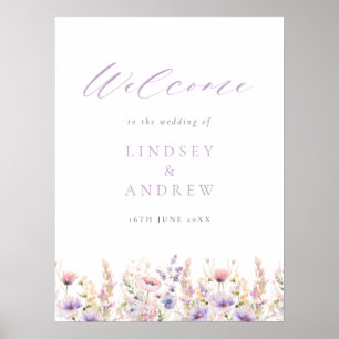 Poster Mariage Fleur sauvage Lilac Bienvenue