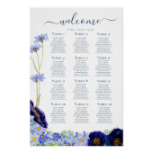 Poster Mariage Fleur Sauvage Moderne Bleu (Devant)