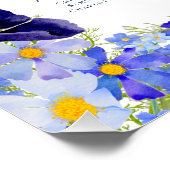 Poster Mariage Fleur Sauvage Moderne Bleu (Coin)