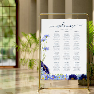 Poster Mariage Fleur Sauvage Moderne Bleu