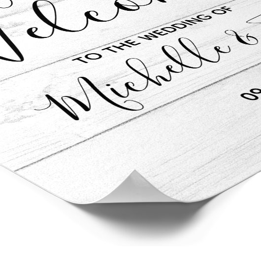 Poster Mariage fleuri en bois rustique (Coin)