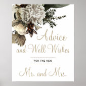 Poster Mariage fleurie d'hiver conseil et signe de voeux (Devant)
