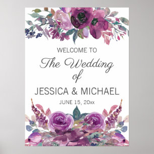 Poster Mariage Fleuriste Aquarelle Violet Lilas