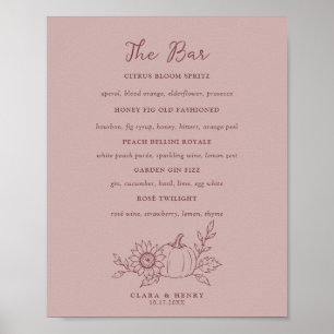 Poster Mariage Fleurs de Citrouille et Tournesol Boissons