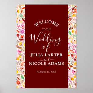 Poster Mariage Fleurs de Tulipe d'Été Aquarelles Vibrante