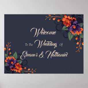Poster Mariage Floral 3D Gothique Élégant