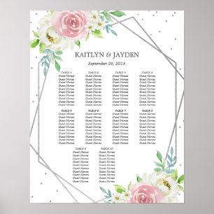 Poster Mariage floral à huile géométrique chic