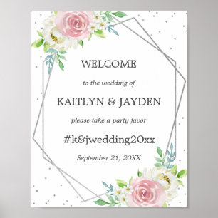 Poster Mariage floral à huile géométrique chic