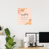 Poster Mariage Floral Apricot Blush Accueil (Bureau à domicile)
