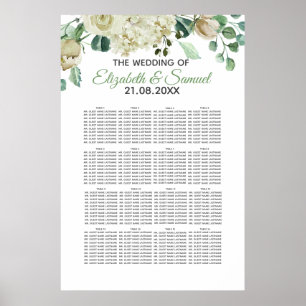 Poster Mariage floral aquarelle rose crème