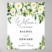 Poster Mariage floral blanc (Devant)