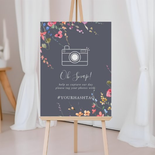 Poster Mariage floral bleu classique Oh Snap