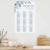Poster Mariage floral bleu Dusty Panneau de siège (Cuisine)