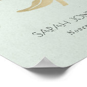 POSTER MARIAGE FLORAL BLEU PÂLE ÉLÉGANT ARGENTÉ GLAMOUR (Coin)