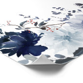 Poster Mariage Floral Blue & Navy Bienvenue 2 (Coin)