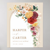 Poster Mariage Floral Bohème Tropical Rustique de Bienven (Devant)