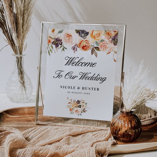 Poster mariage floral d'automne