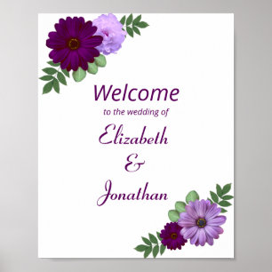 Poster Mariage floral de pivoine violette